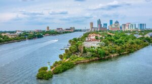 Tampa Bay skyline and waterfront near furnished corporate housing rentals